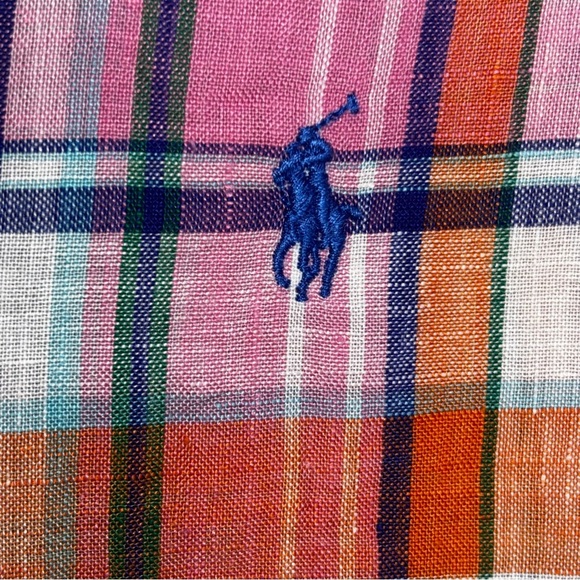 Ralph Lauren Casual Plaid Button Down Shirt Men’s XL Pony Short Sleeve Pink Blue - Picture 3 of 9